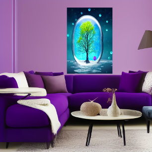 Tree inside a bubble AI Art Poster
