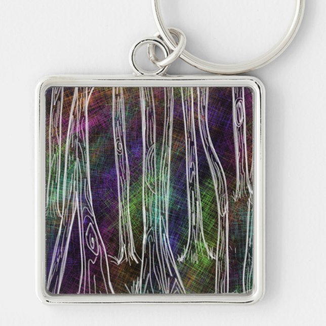 Tree keychain purple art birch (Front)