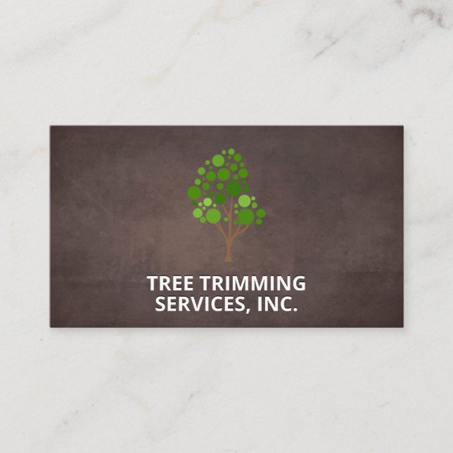 Tree | Landscaping | Brown Texture Background Business Card (Front)