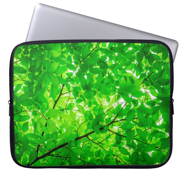 Tree leaf twig texture pattern laptop sleeve (Front)