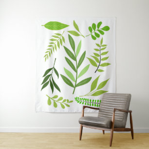 Tree Leaves and Branches - Green Botanical Plant Tapestry