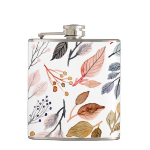tree leaves hip flask