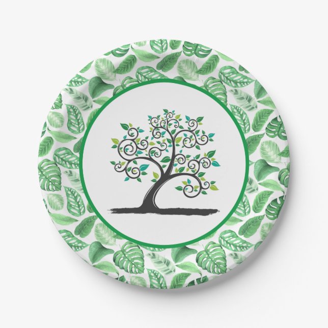 Tree Leaves Paper Plate (Front)