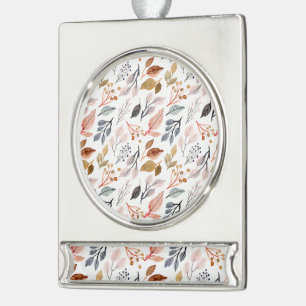 tree leaves silver plated banner ornament