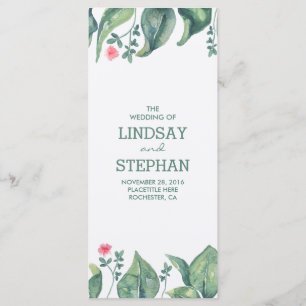 Tree Leaves Watercolor Rustic Wedding Programs Programme