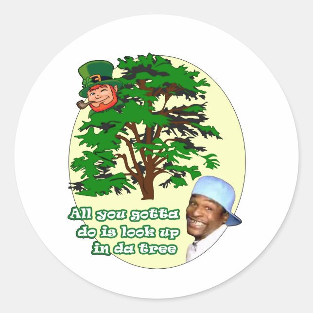 Tree Leprechaun Classic Round Sticker (Front)