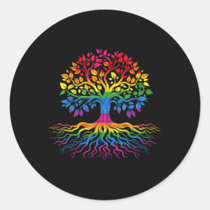 Tree Life Rainbow Lgbt Cool Gay Pride Flag Ally  Classic Round Sticker