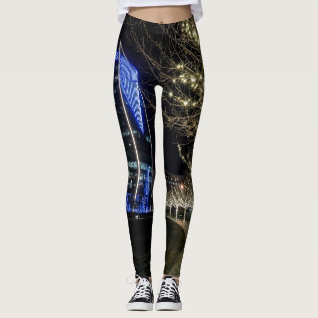 Tree Lights At Klyde Warren Park Leggings (Front)