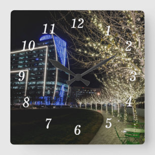 Tree Lights At Klyde Warren Park Wall Clock