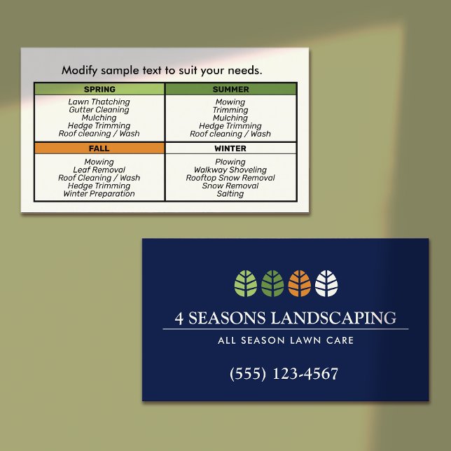 Tree Logo and Lawn Service Landscaping Business Card (all season landscaping business cards
)