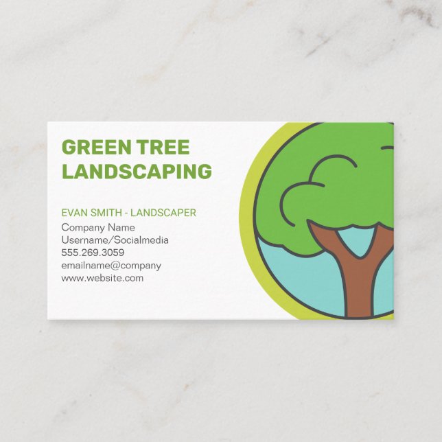 Tree Logo Landscape Business Card (Front)