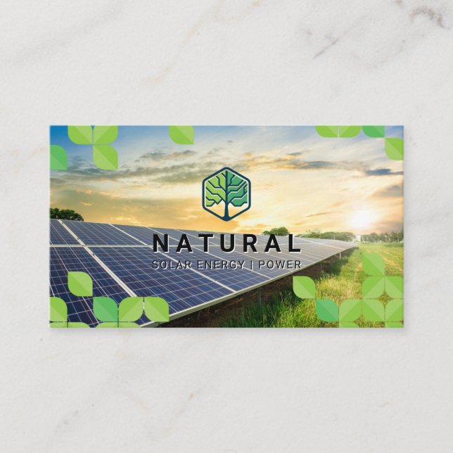 Tree Logo | Leaves | Solar Panel Business Card (Front)