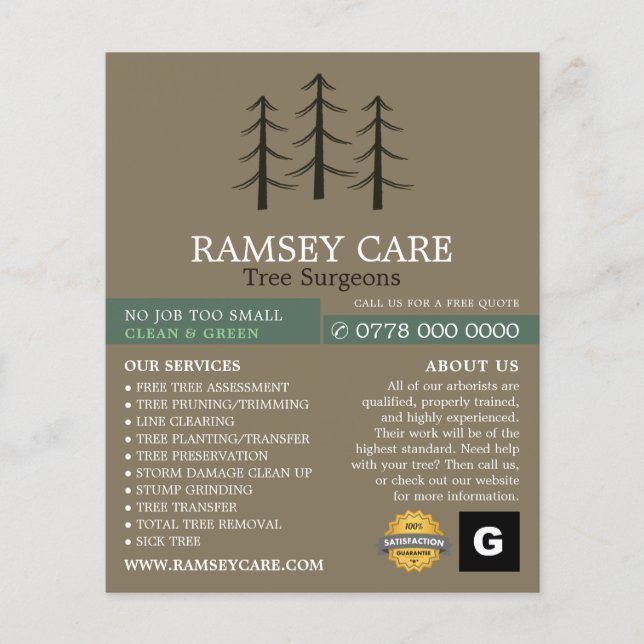 Tree Logo - Tree Surgeon - Arborist Flyer (Front)