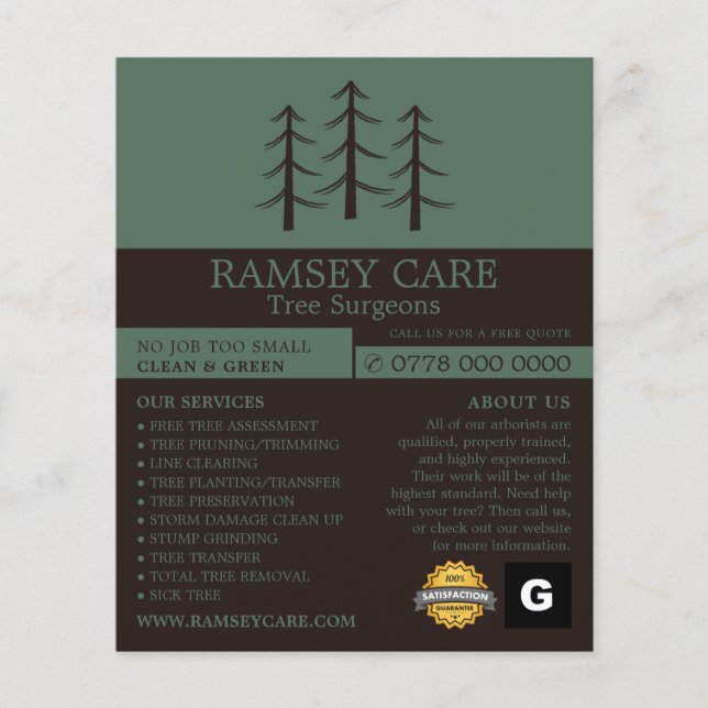 Tree Logo - Tree Surgeon - Arborist Flyer (Front)