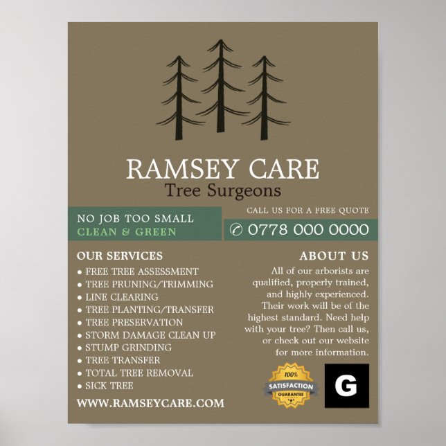 Tree Logo - Tree Surgeon - Arborist Poster (Front)