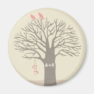 Tree Love Birds Love Initials Custom Magnet