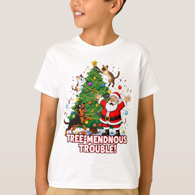 Tree-mendous Trouble: Santa’s Chaotic Christmas Cr T-Shirt (Front)