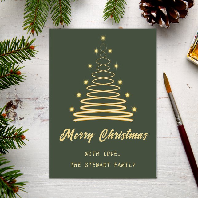 Tree Merry Christmas Forest Green Holiday Card (Creator Uploaded)
