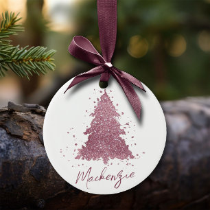 Tree Mod Decor   Dusty Mauve PInk Custom Script Ceramic Tree Decoration