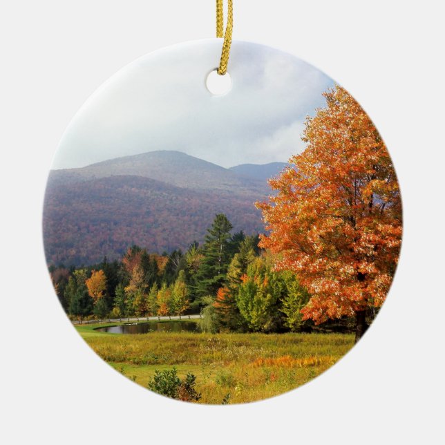 Tree Mount Mansfield Vermont Ceramic Tree Decoration (Front)