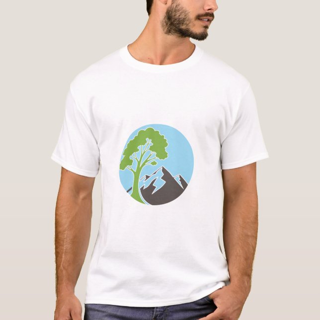 Tree Mountain Circle Nature Lover Eco T-Shirt (Front)