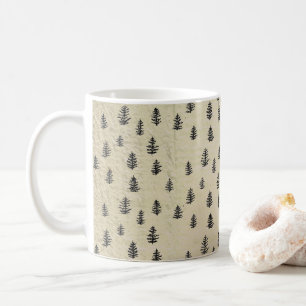 Tree Mountain Illustration Pattern Rustic Coffee Mug
