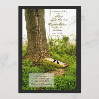 Tree n Swing Country Wedding Invitations w Birds