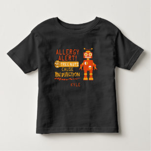 Tree Nut Allergy Alert Orange Robot Boys Toddler T-Shirt