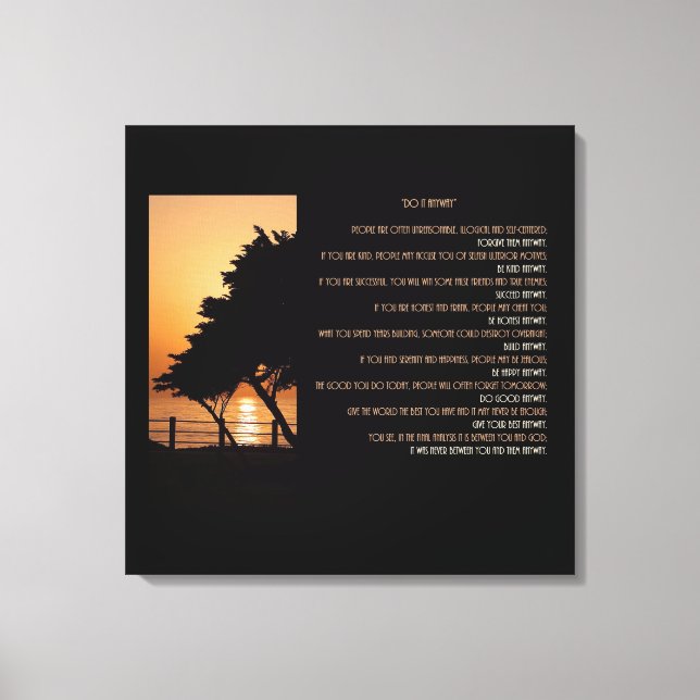 Tree & Ocean Sunset Do It Anyway Canvas Print (Front)