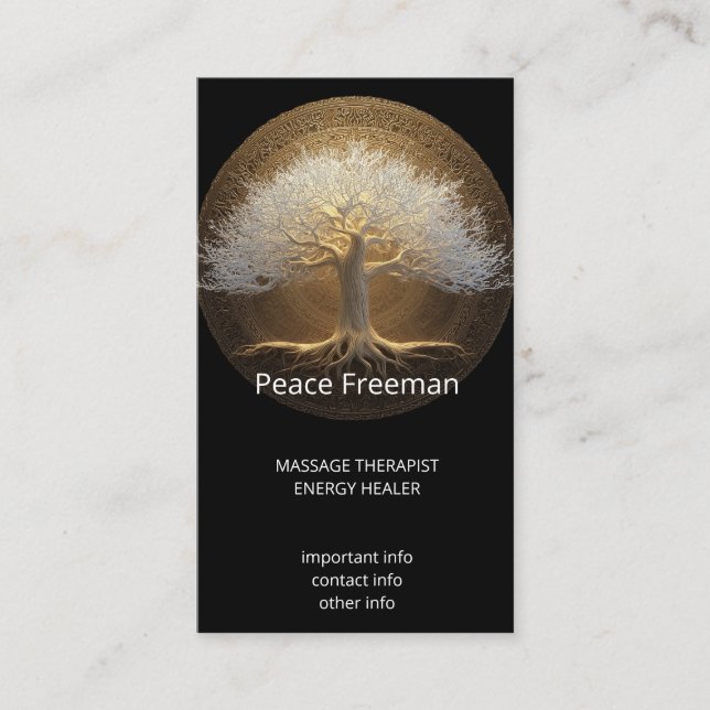 Tree of Eternal Light | Tree of Life Design Business Card (Front)