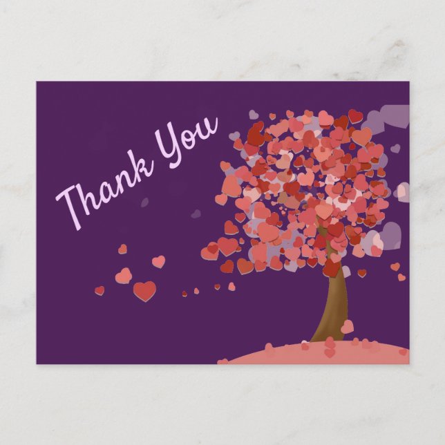 Tree of Hearts cute hearts thank you Postcard (Front)