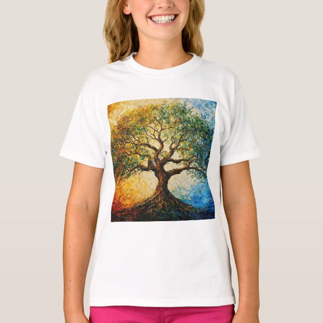 Tree of Knowledge - Oil Painting T-Shirt (Front)