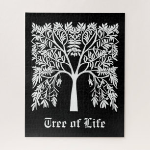 Tree of Life #1 White on Black Jigsaw Puzzle