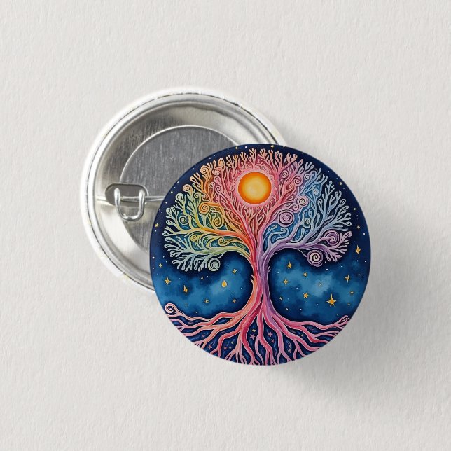 TREE OF LIFE  3 CM ROUND BADGE (Front & Back)