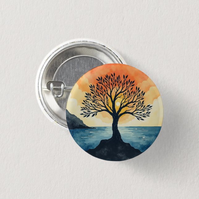 TREE OF LIFE  3 CM ROUND BADGE (Front & Back)