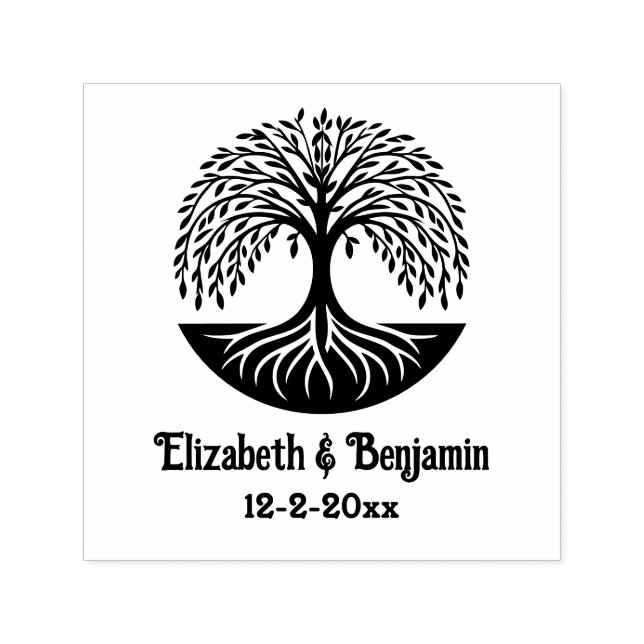 Tree of Life #3 Couple Names Date Self-inking Stamp (Design)