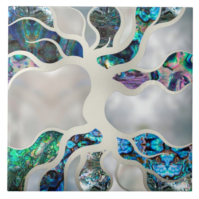Tree of life - Abalone Shell and Pearl Tile (Front)