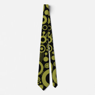 Tree of Life Abstract - Olive Green and Black Tie