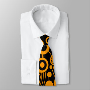 Tree of Life Abstract - Orange and Black V2 Tie