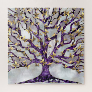 Tree of Life - Amethyst and Butterflies Jigsaw Puzzle