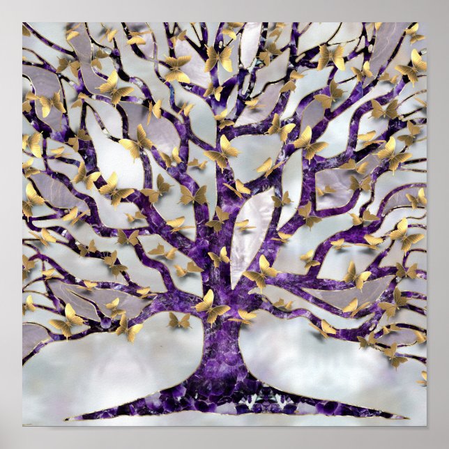 Tree of Life - Amethyst and Butterflies Poster (Front)