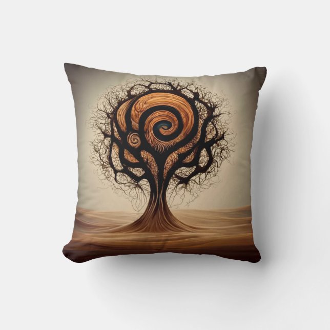 Tree of Life Ancient Rustic Throw Pillow (Front)