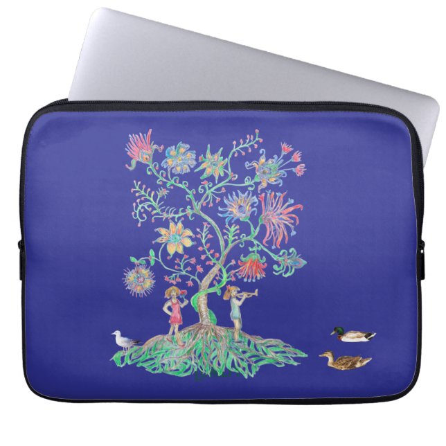 Tree of life and ducks mallards laptop sleeve (Front)