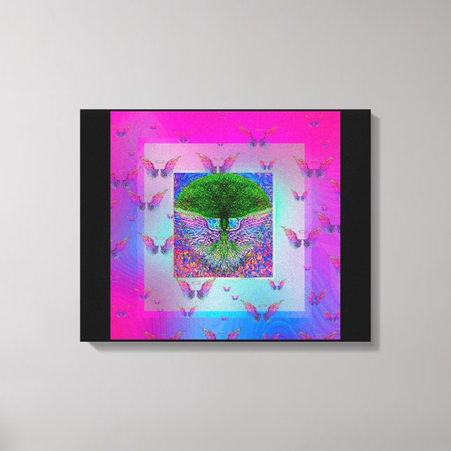 Tree of Life and Rainbow Angel Wings Canvas Print (Front)