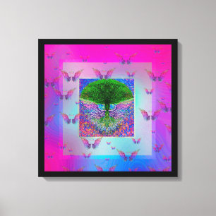 Tree of Life and Rainbow Angel Wings Canvas Print