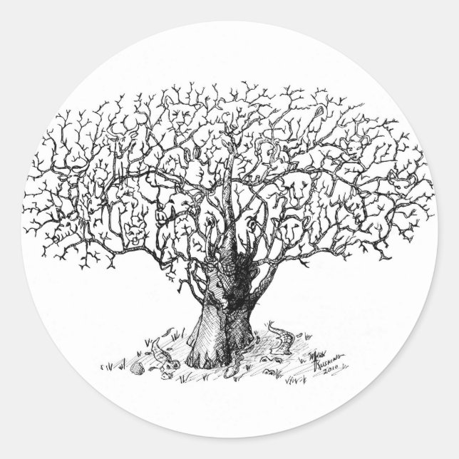 Tree of Life - animals Classic Round Sticker (Front)