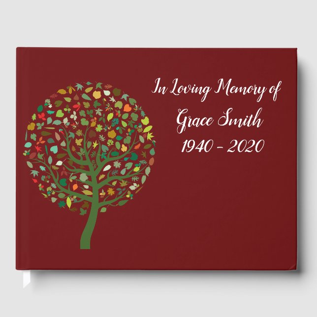 Tree of life art funeral memory guest book (Front)
