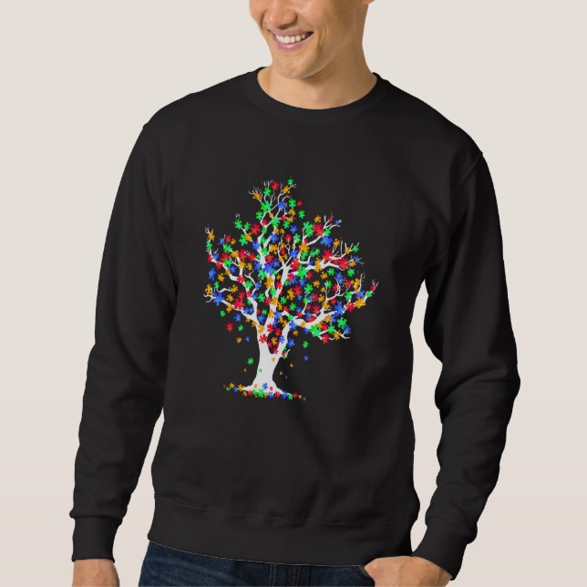 Tree Of Life Autism Awareness Month ASD Supporter Sweatshirt (Front)