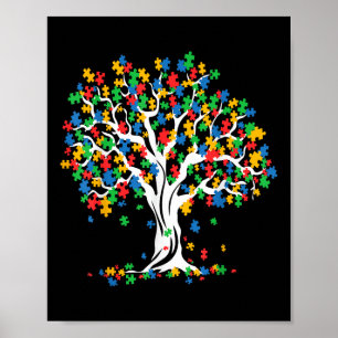 Tree Of Life Autism Awareness Month Funny Asd Supp Poster