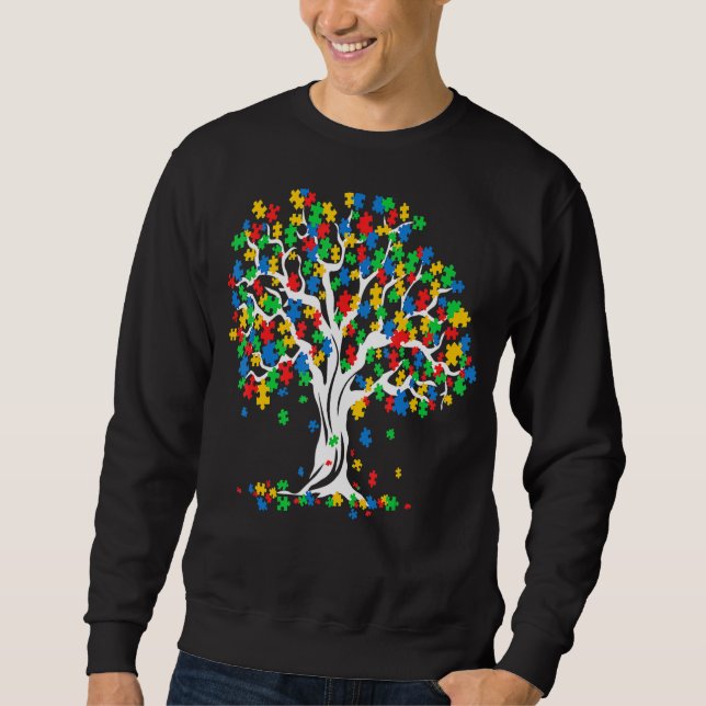 Tree Of Life Autism Awareness Month Funny Asd Supp Sweatshirt (Front)